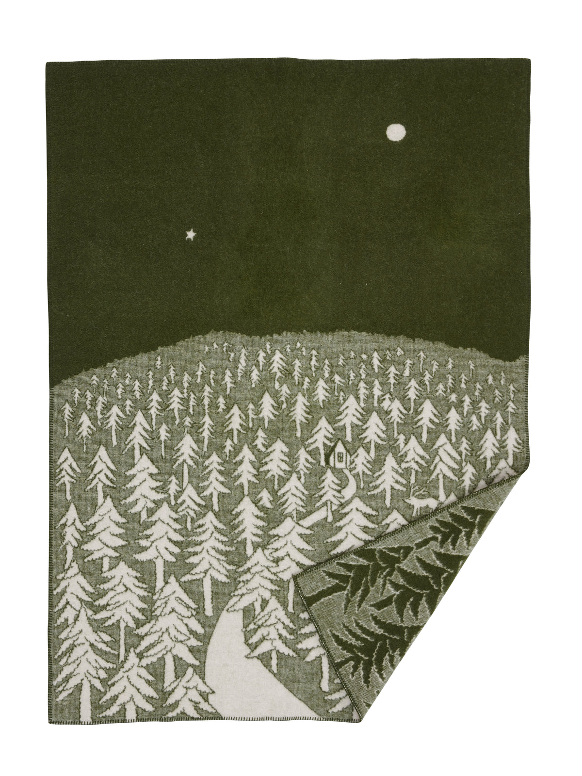 Klippan 100% wollen deken - House in the forest - groen- 130x200cm