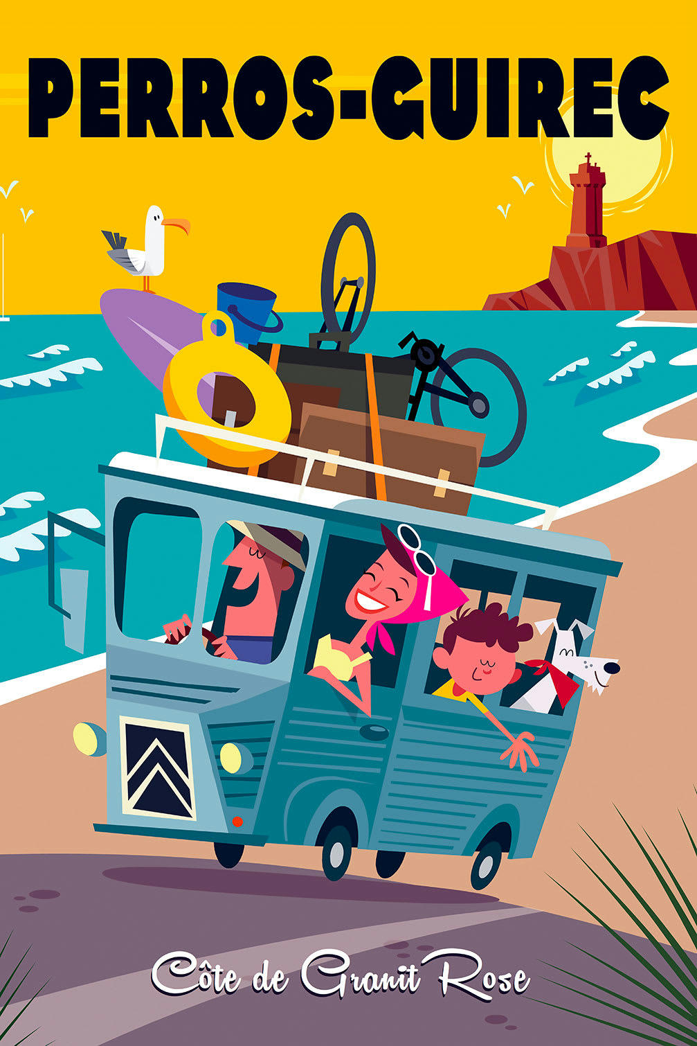 - Tableau road trip à perros guirec imprimé sur toile 80x120cm