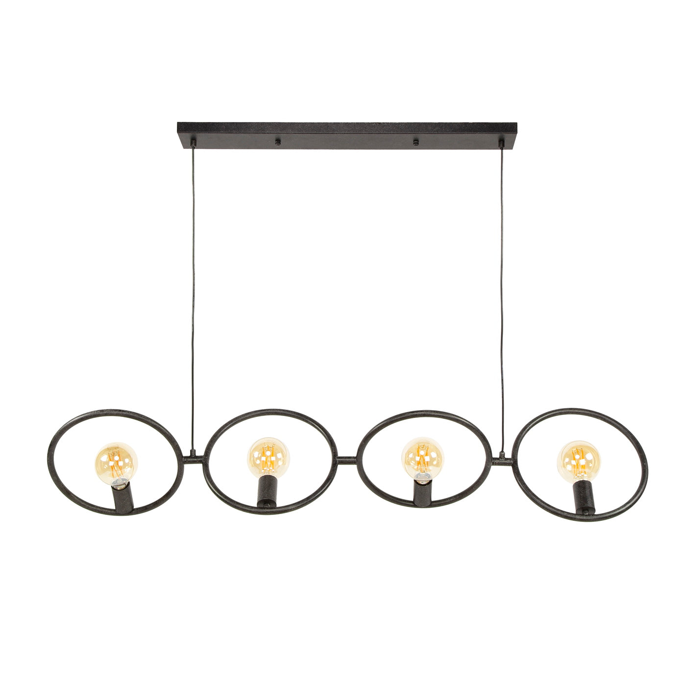 Giga Meubel Hanglamp Loop - Zwart Metaal - 4-Lichts - 30x130x150cm