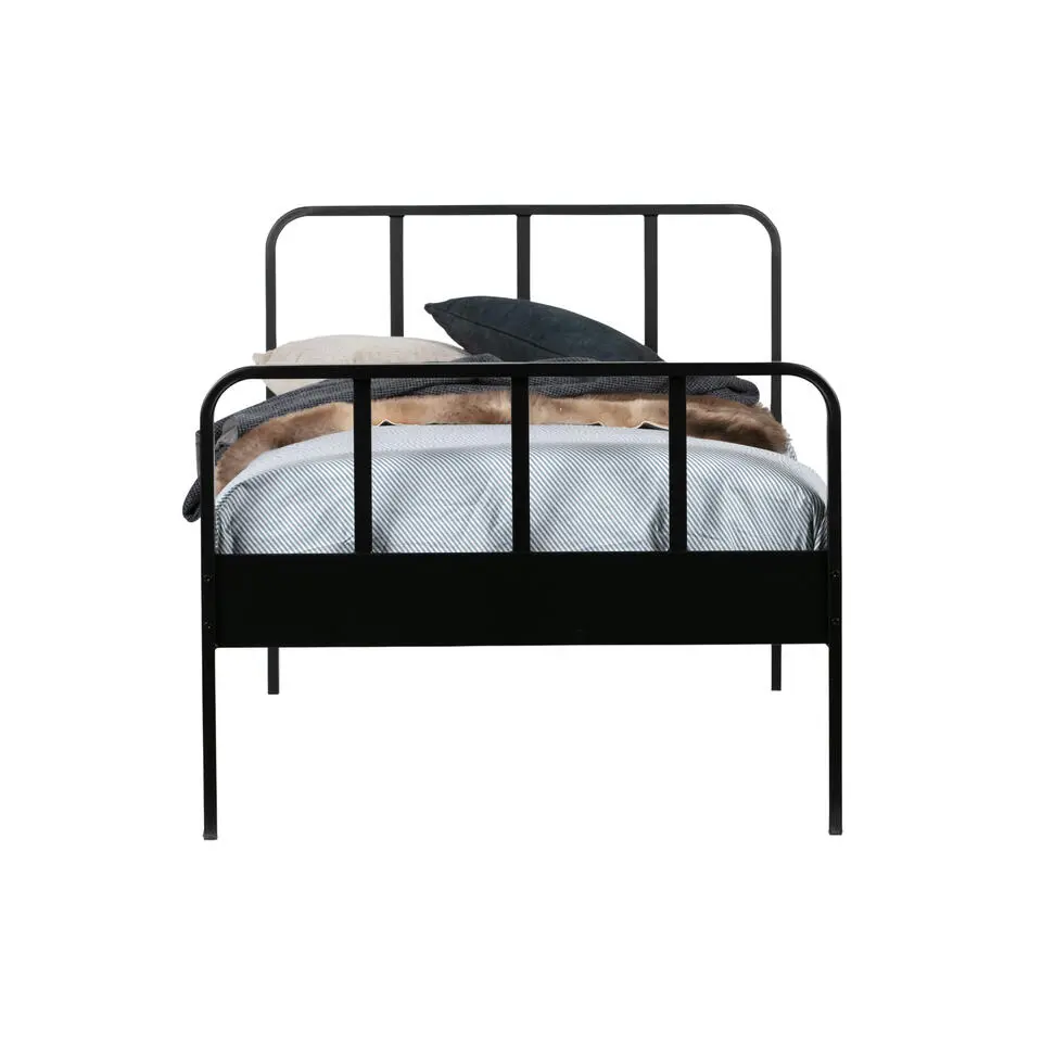 WOOOD Mees Bed - Metaal - Zwart - 90x208x95