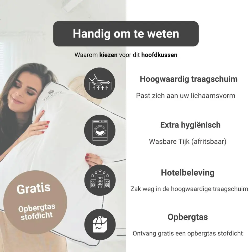 Troonz Hoofdkussen Sleepwave One - Afmeting 60x70 cm