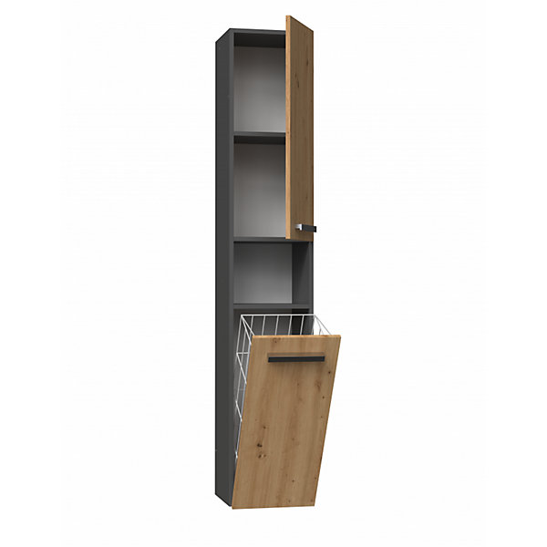 HORTI - Meuble de salle de bain avec panier à linge - 31x30x174 cm - ANTHRACITE