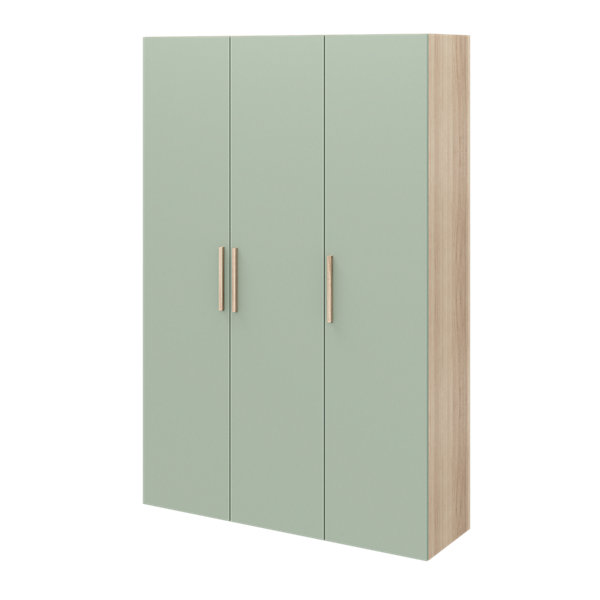 Armoire penderie 3 portes battantes vert agave et effet chêne GoodHome Atomia H. 225 x L. 100 x P. 45 cm