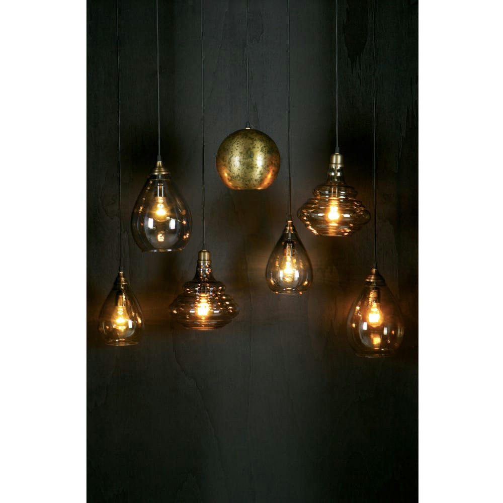 SIMPLE - Suspension vintage en verre D11x25cm gris