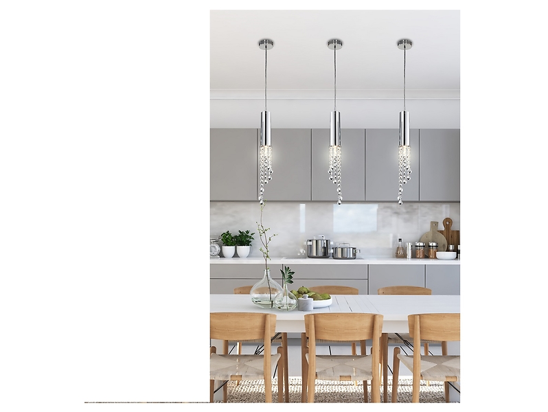 Lampa wisząca Duero 2-punktowa metalowa srebrna