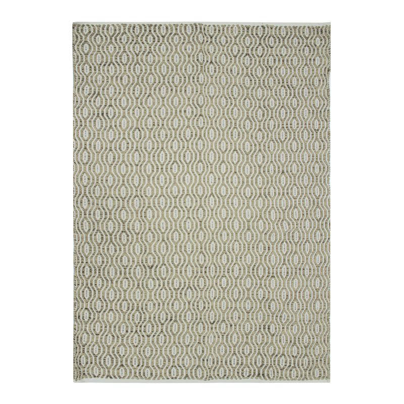 TERRA - Tapis 100% coton géométrique écru-sable 190x290