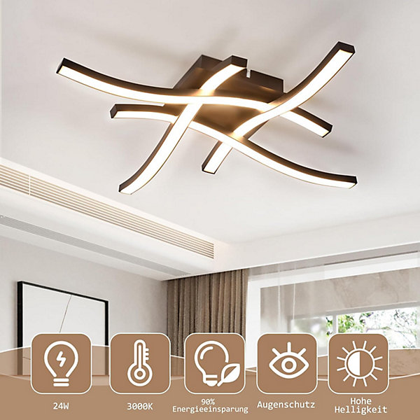 NETTLIFE plafonnier LED noir 24W 3000K blanc chaud design moderne