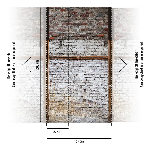 Vliestapete, Steinmauer-Optik, LxB: 280x159 cm, grau-schwarz