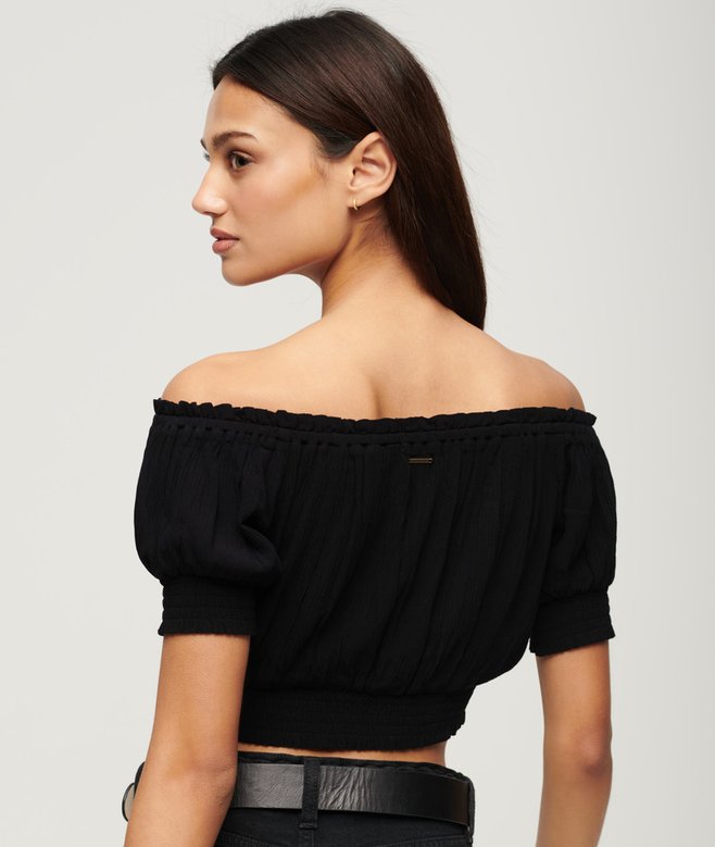 Smocked Short Sleeve Crop Top