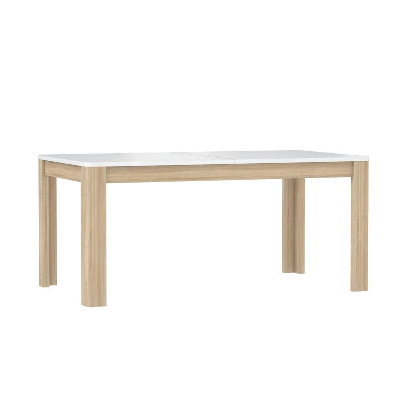 ALEXIANE - Table de repas extensible 160/206 cm plateau blanc et bois