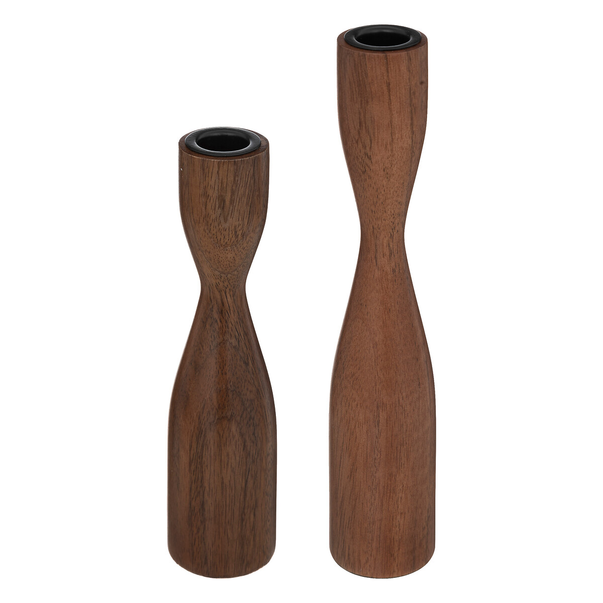 Set of 2 candlesticks Metal & mango, h.20/25 cm
