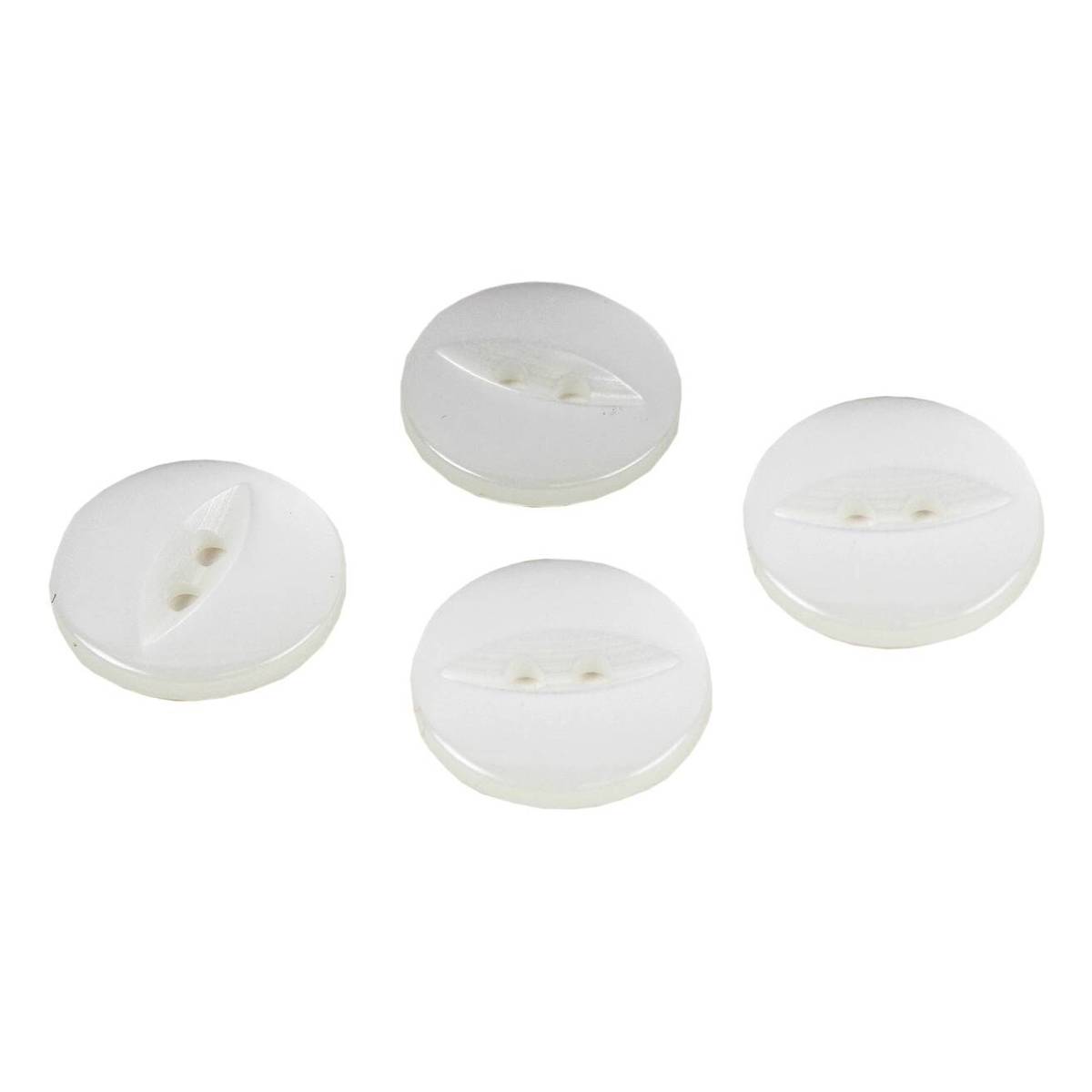 Hemline White Basic Fish Eye Button 4 Pack