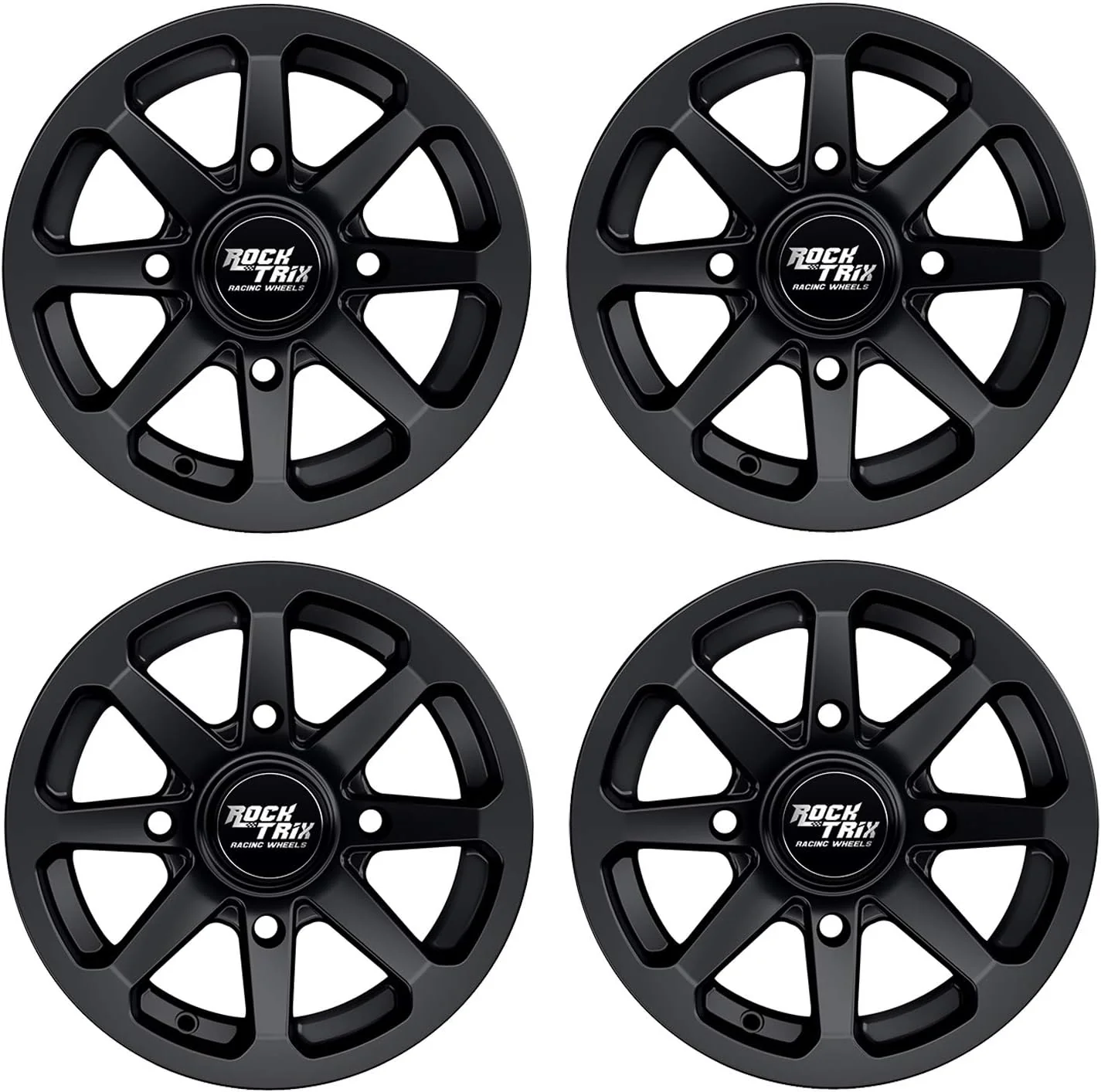 RT102 15in Wheels 15x7 4x137, 4+3 Offset, ATV UTV SxS Rims, Compatible with Can Am Commander Max Defender Max Pro Maverick X3 Maverick Trail, 4/137 Matte Black, Set of 4(14x7 (5+2))