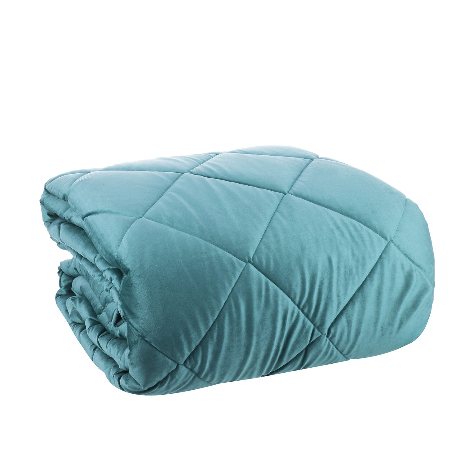 Trapunta matrimoniale velluto azzurro