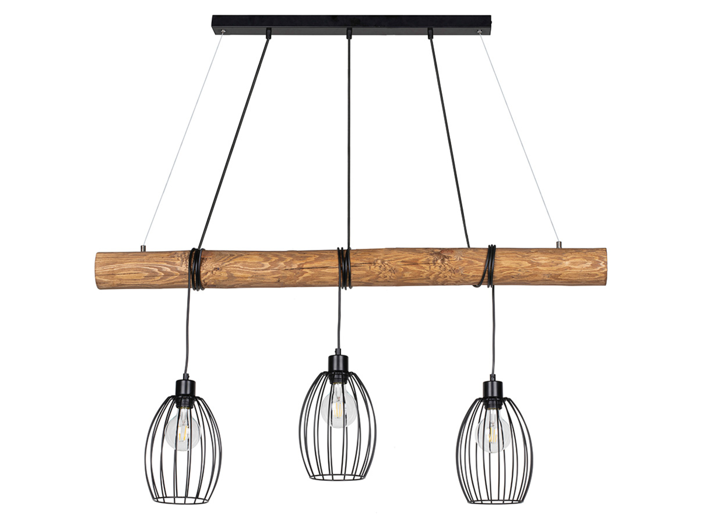 Lampa wisząca Trabo 3-punktowa drewniana brązowa