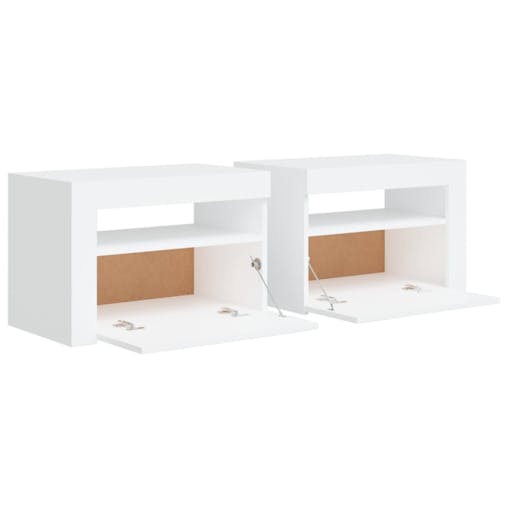 NNEVL Bedside Cabinets 2 pcs with LEDs White 60x35x40 cm