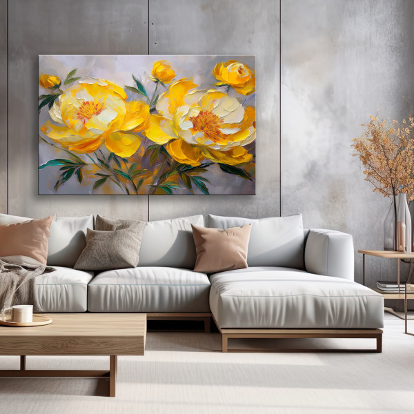 Feeby Obraz na płótnie, Żółta Piwonia Kwiat Natura 60x40