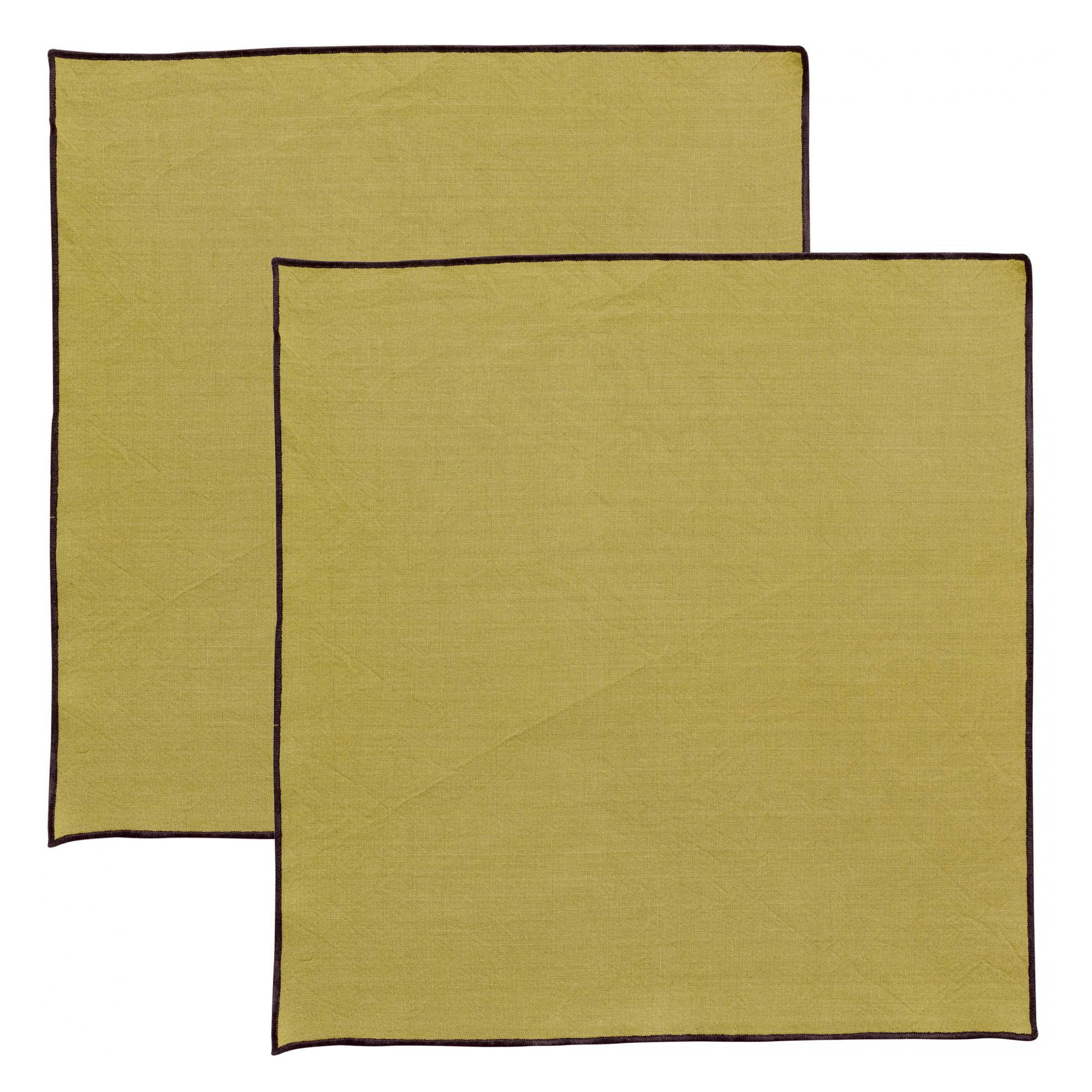 GRACE - Serviette de table recyclée  en coton kaki 40 x 40