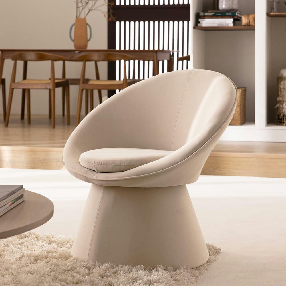 MEI - Fauteuil en velours beige