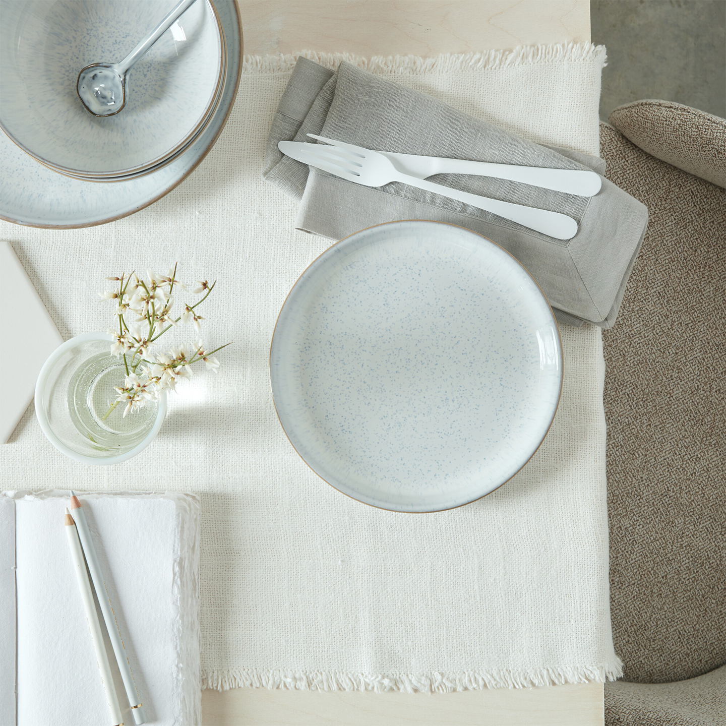 White Speckle Coupe Medium Plates - Set Of 4