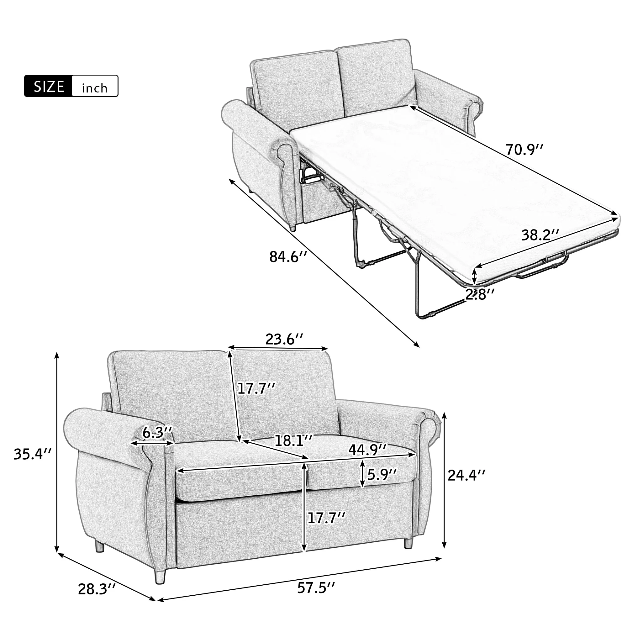 Orisfur Pull Out Sofa Bed