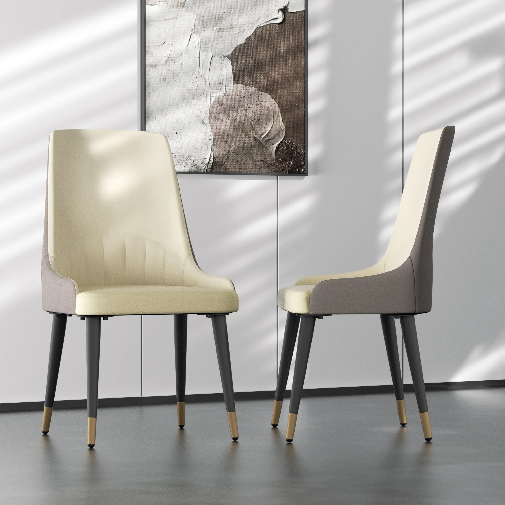 2 pieces Contemporary Leather Dining Chair - 18x19.7x32.3 inch