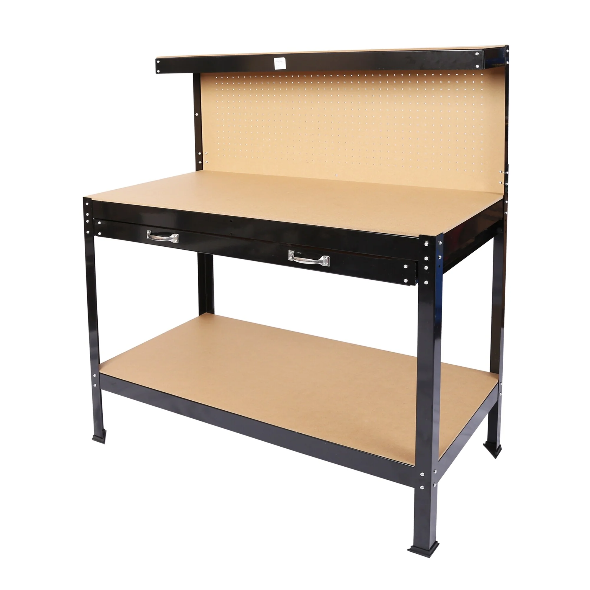 63'' Steel Workbench with Drawer and Peg Board