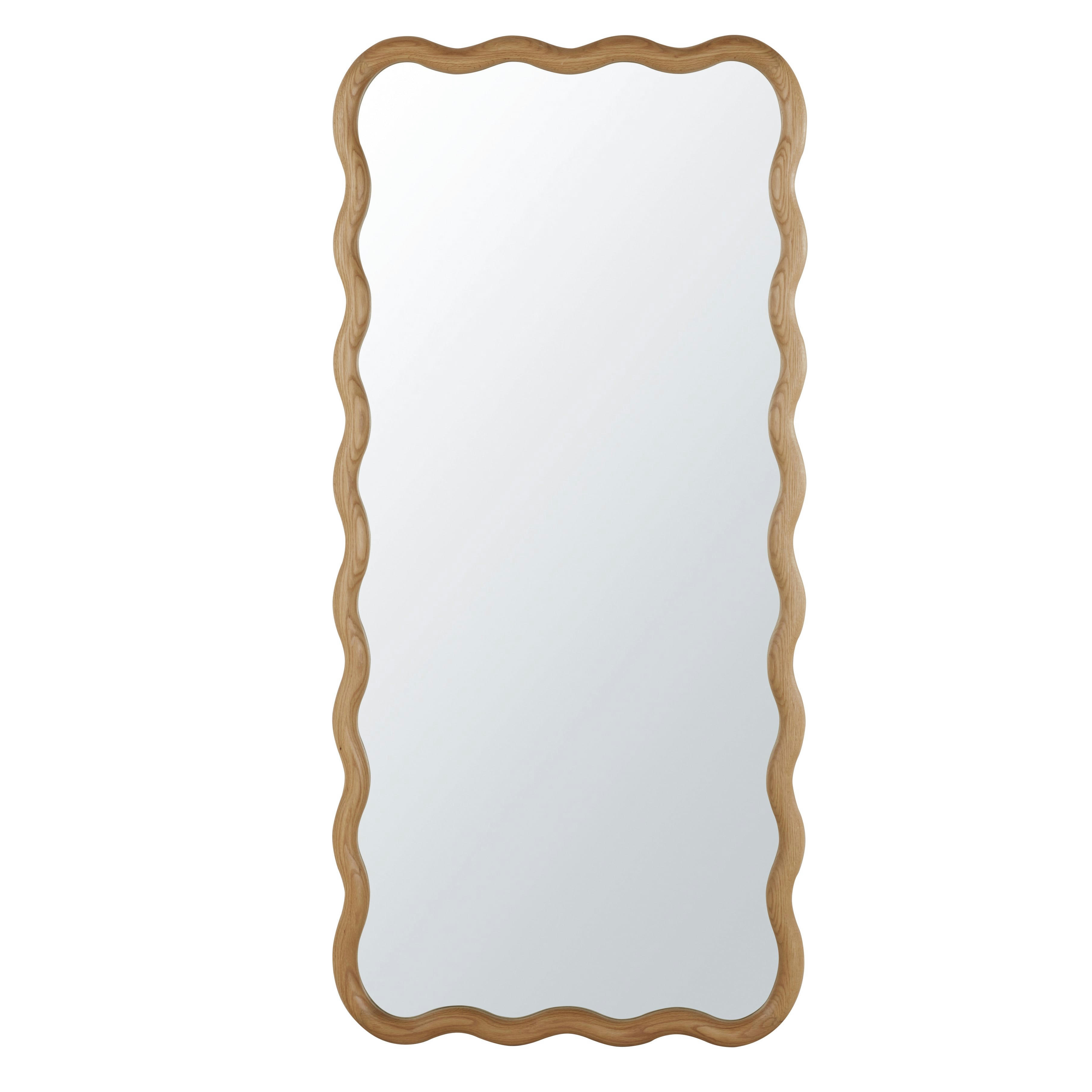 ISABELLE - Grand miroir rectangulaire ondulé en bois de chêne 75x160