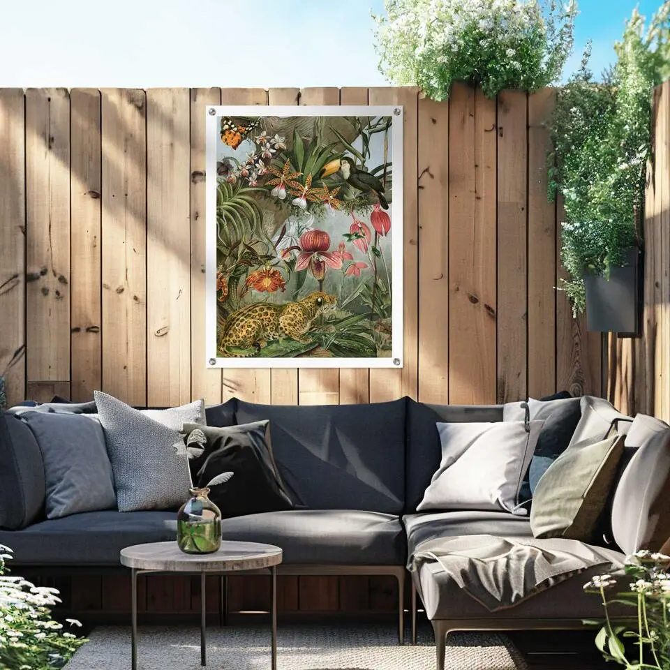 Tuinposter Jungle Bloemen - 80 x 60 - Groen