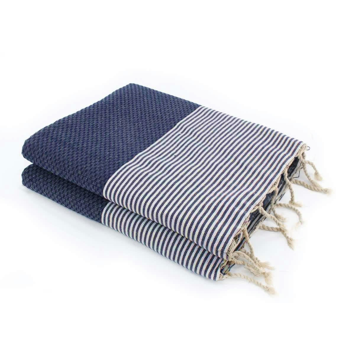 IBIZA - Fouta XXL coton  200x200 bleu jean