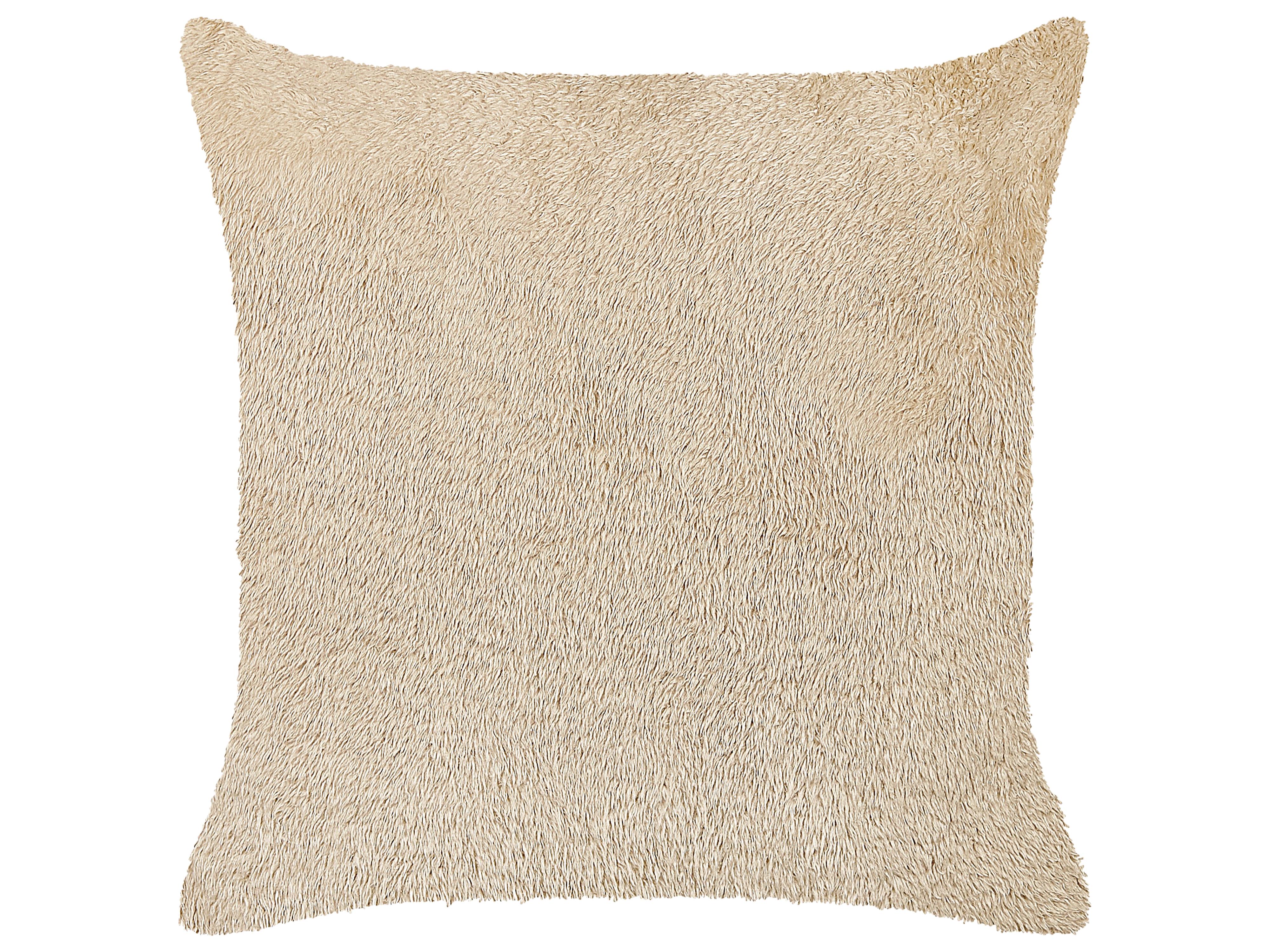 Throw Cushion PILEA Faux Fur 45 x 45 cm Beige Solid