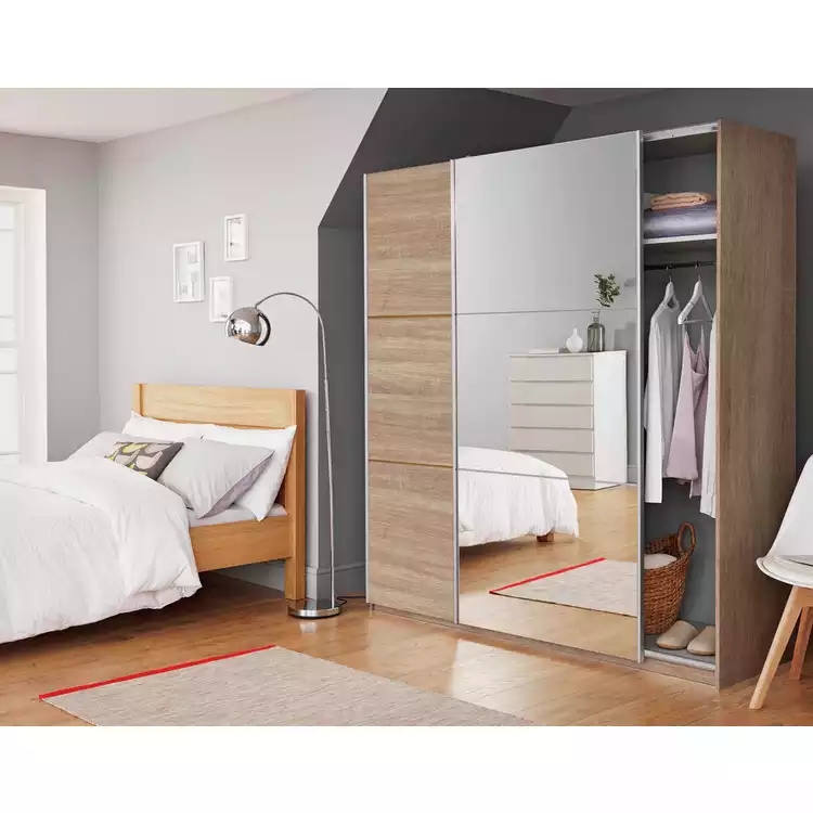Habitat Holsted Half Mirror 180cm Sliding Wardrobe - Grey