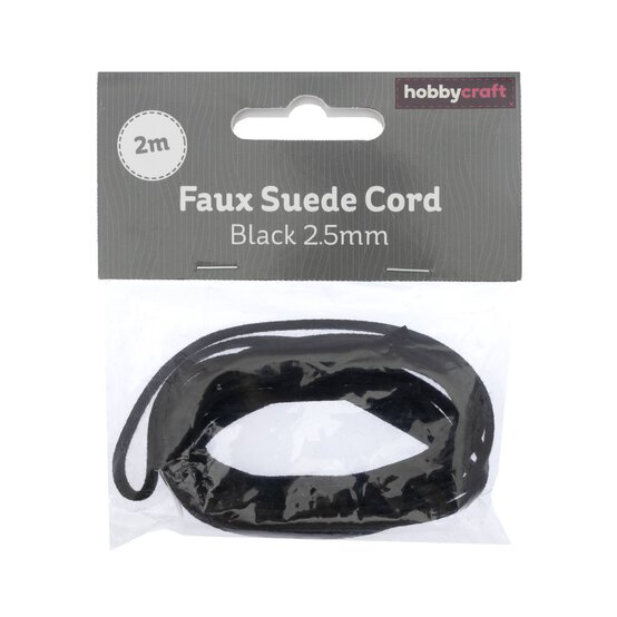 Black Faux Suede Cord 2m