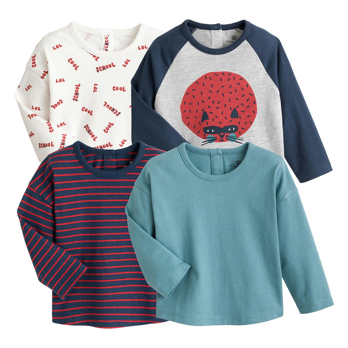Lot de 4 t-shirts en coton bio 1 mois-4 ans