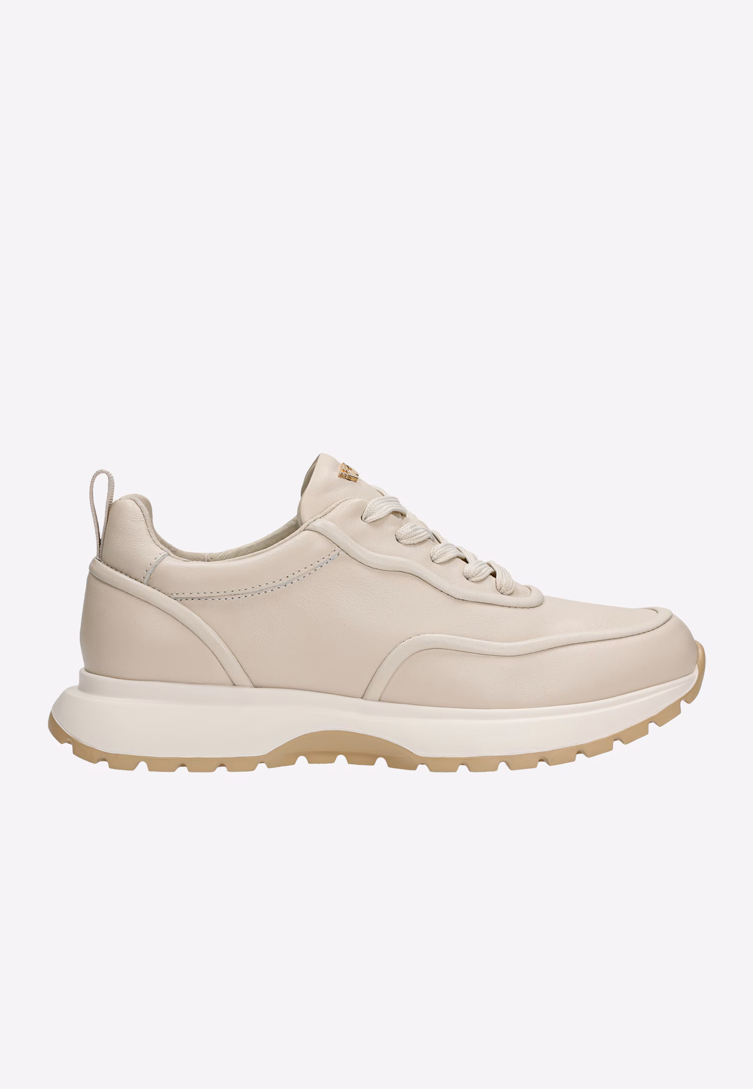 Beżowe skórzane sneakersy damskie