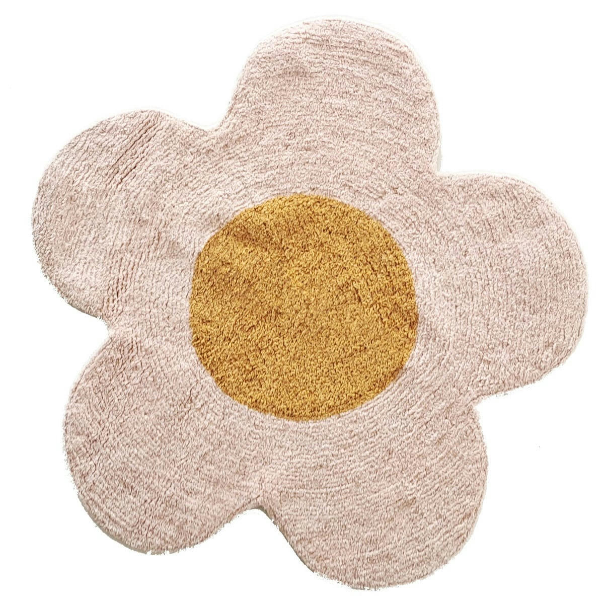 STELLA - Tapis enfant en forme de fleur coton tufté rose 80x80cm