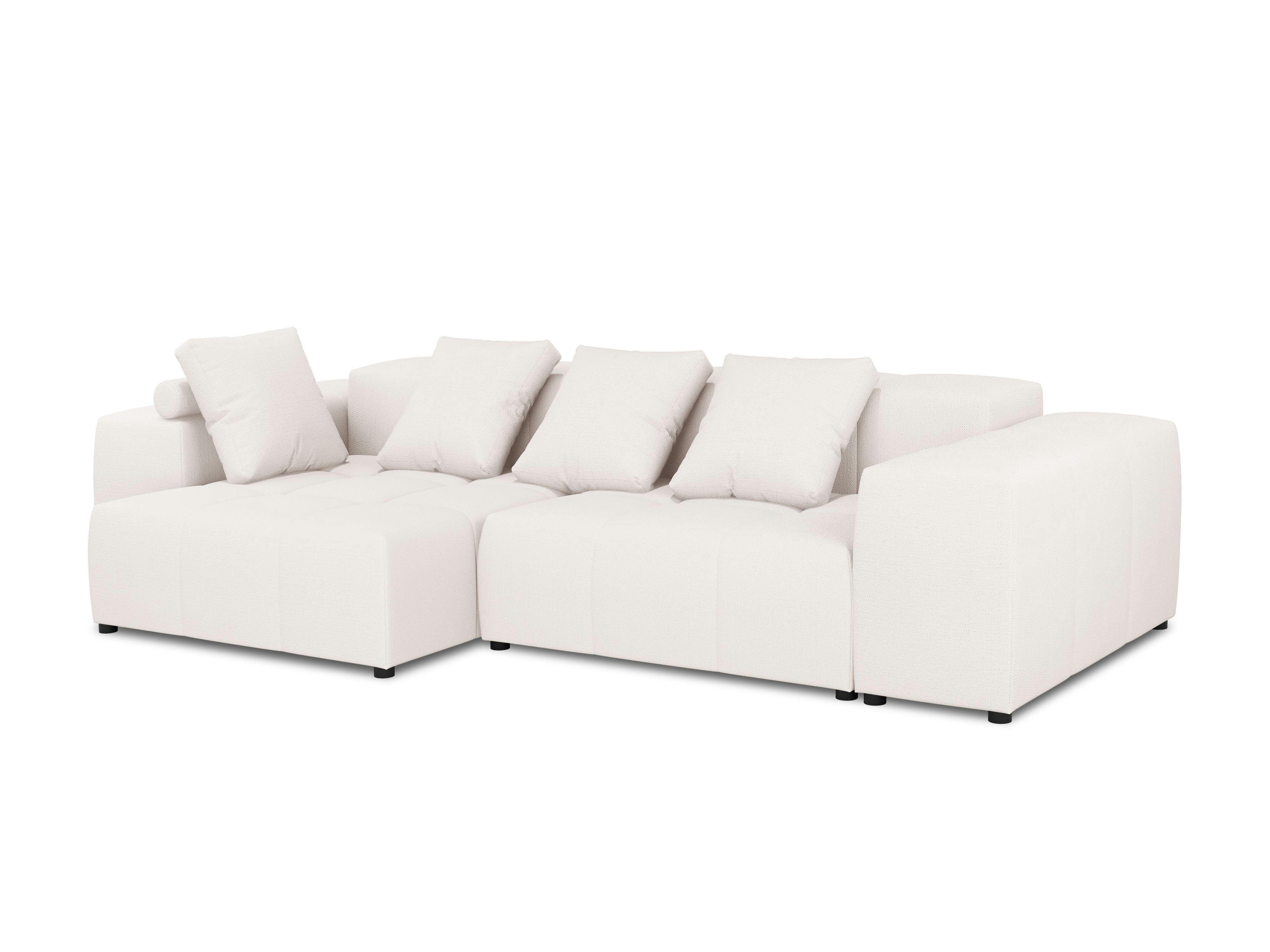 MARGO - Canapé d'angle 4 places en tissu structuré blanc