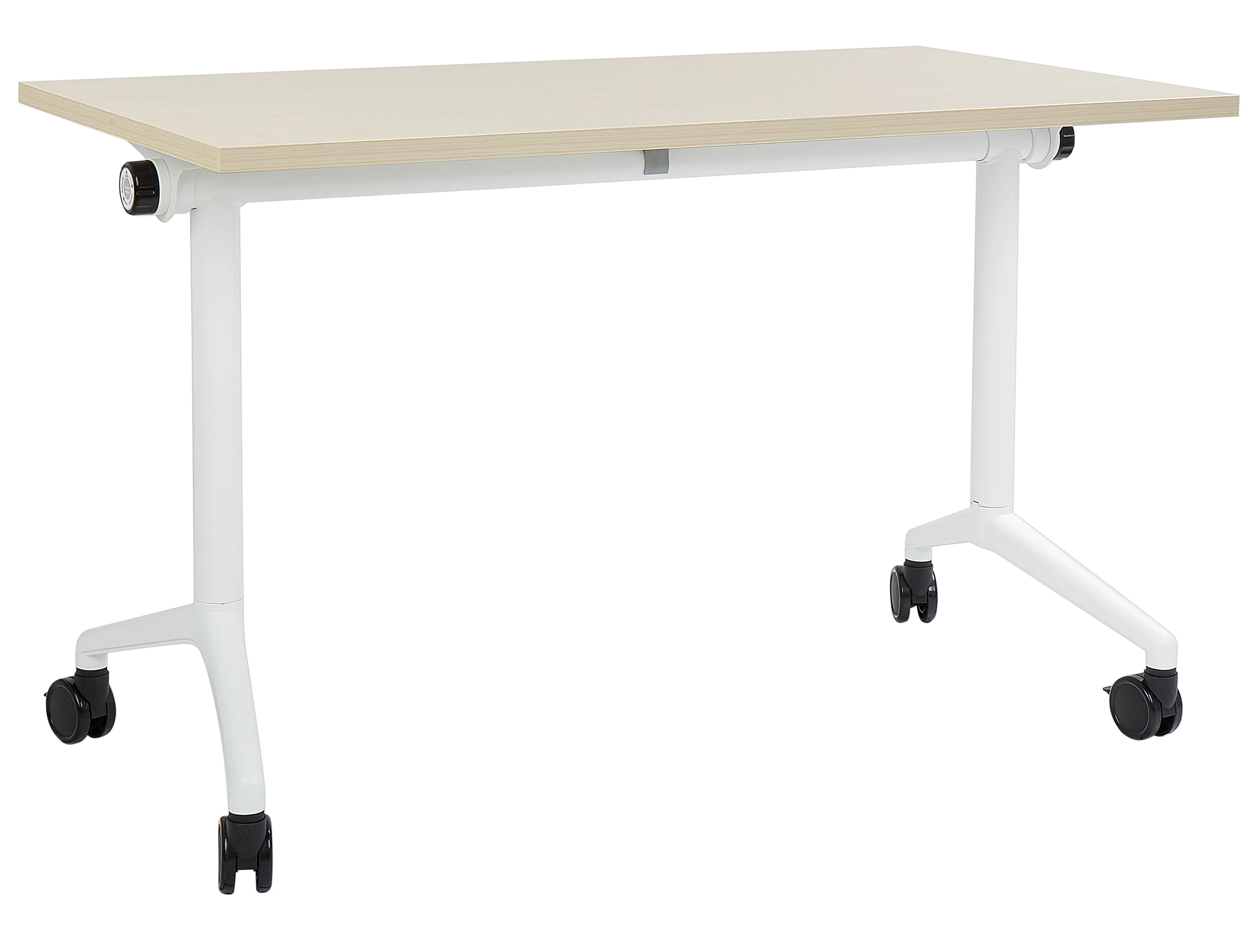 Foldable Office Desk CAVI Light Brown 120 cm 60 cm with Wheels