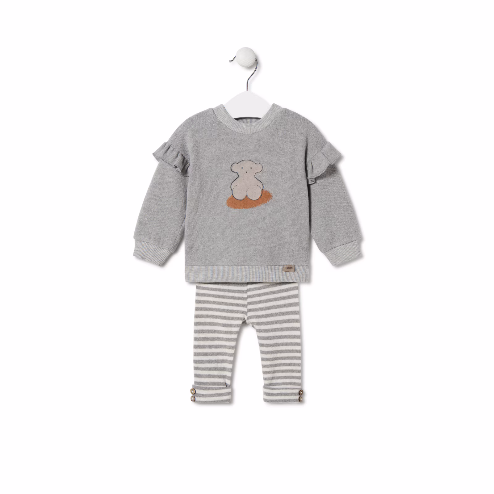 Conjunto de niña liso y a rayas Grey gris