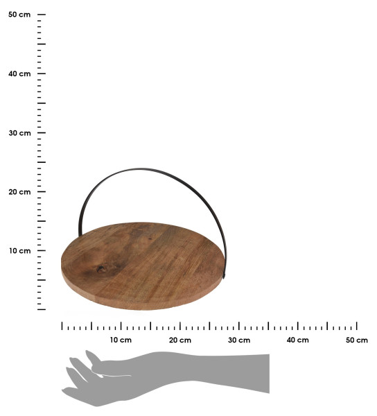 Patera na ciasto i przekąski z drewna mango 28cm z rączką