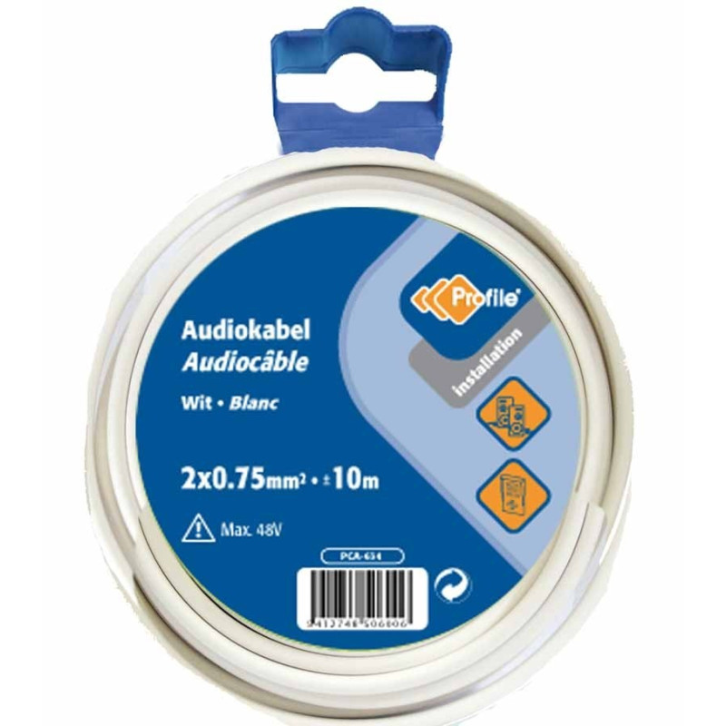 Câble audio blanc 2 x 0,75 mm² 10 m PROFILE