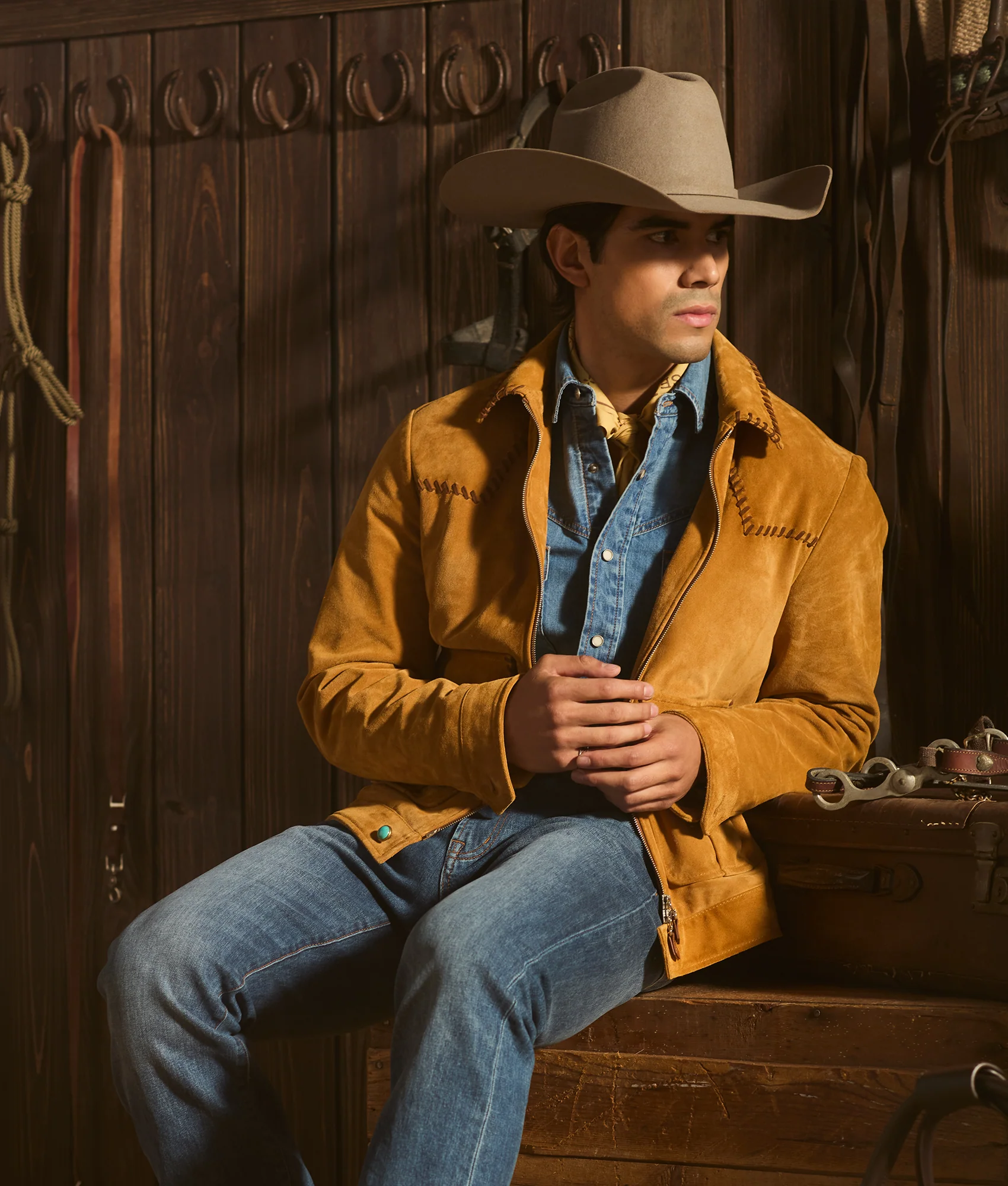 Dasan Suede Jacket - Mustard Tan