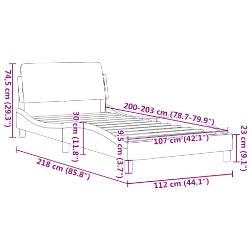 NNEVL Bed Frame with Headboard Black 107x203 cm Faux Leather