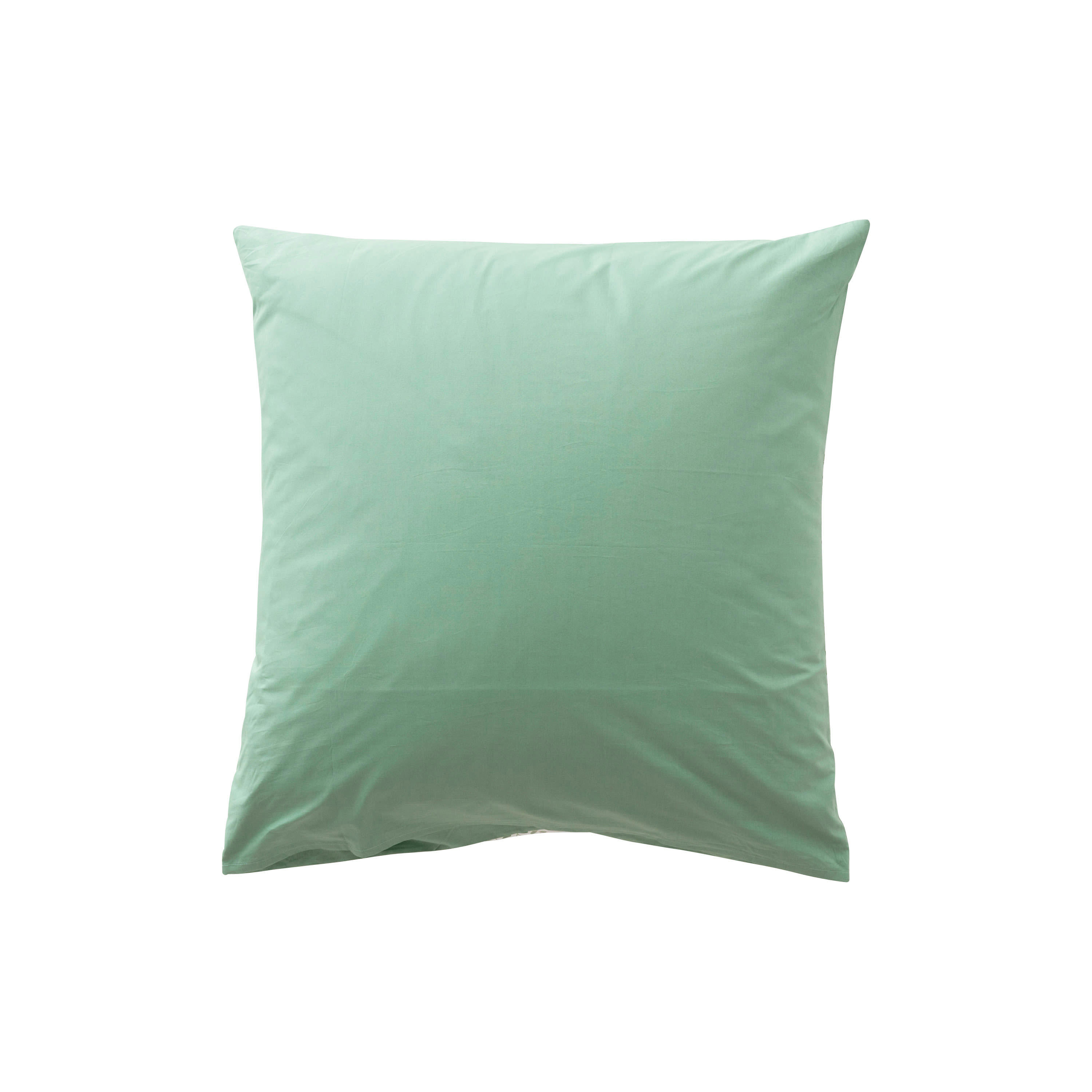 NEO - Taie d'oreiller carré Thym Vegetal imprimé vert 64 x 64 cm