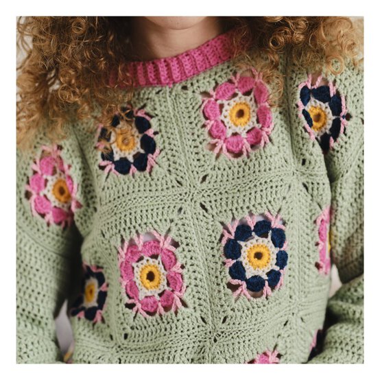 Knitcraft Flower Garden Crochet Jumper Digital Pattern 0270