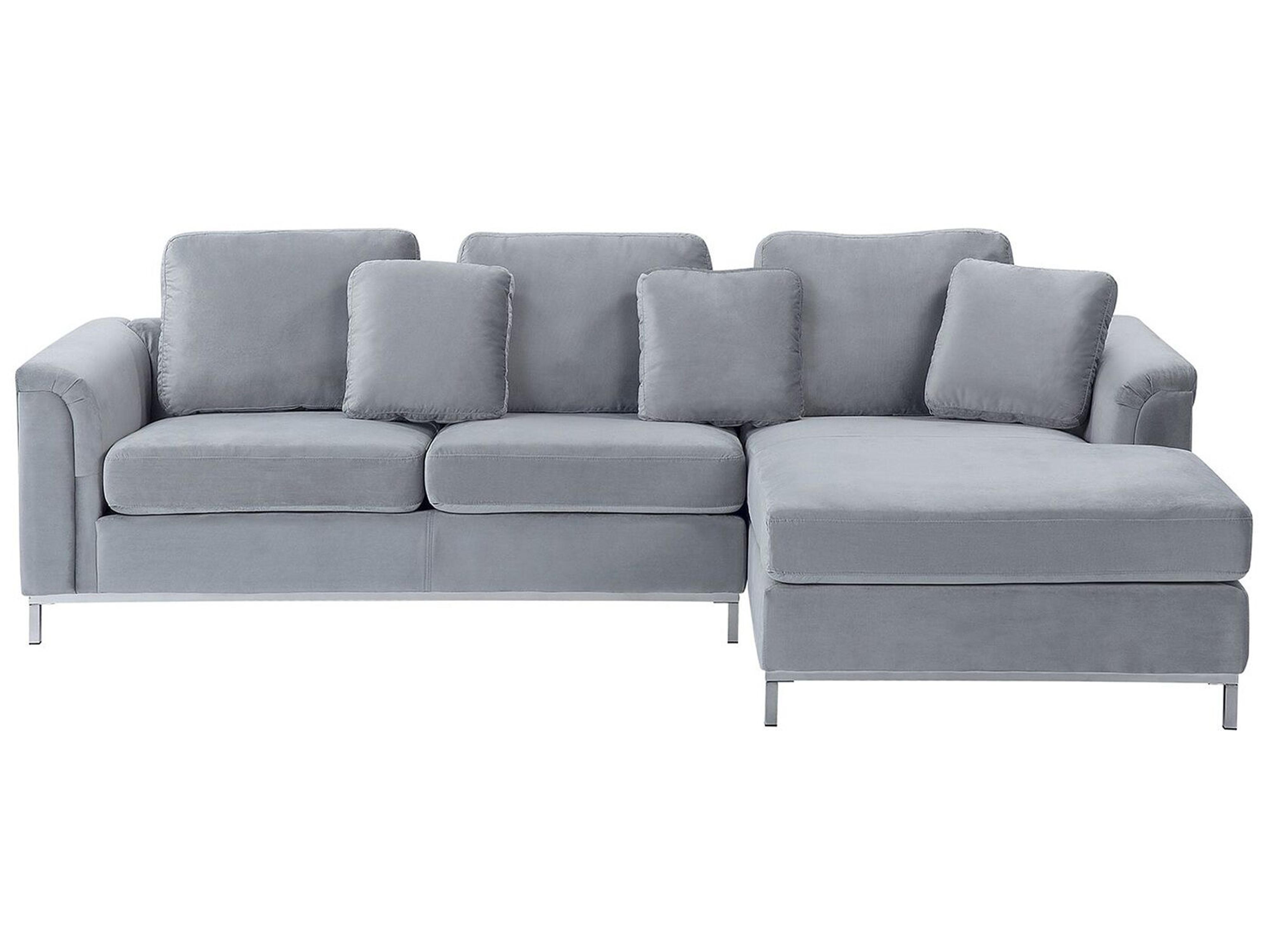 Corner Sofa 4 Seater OSLO Velvet Grey Right Hand