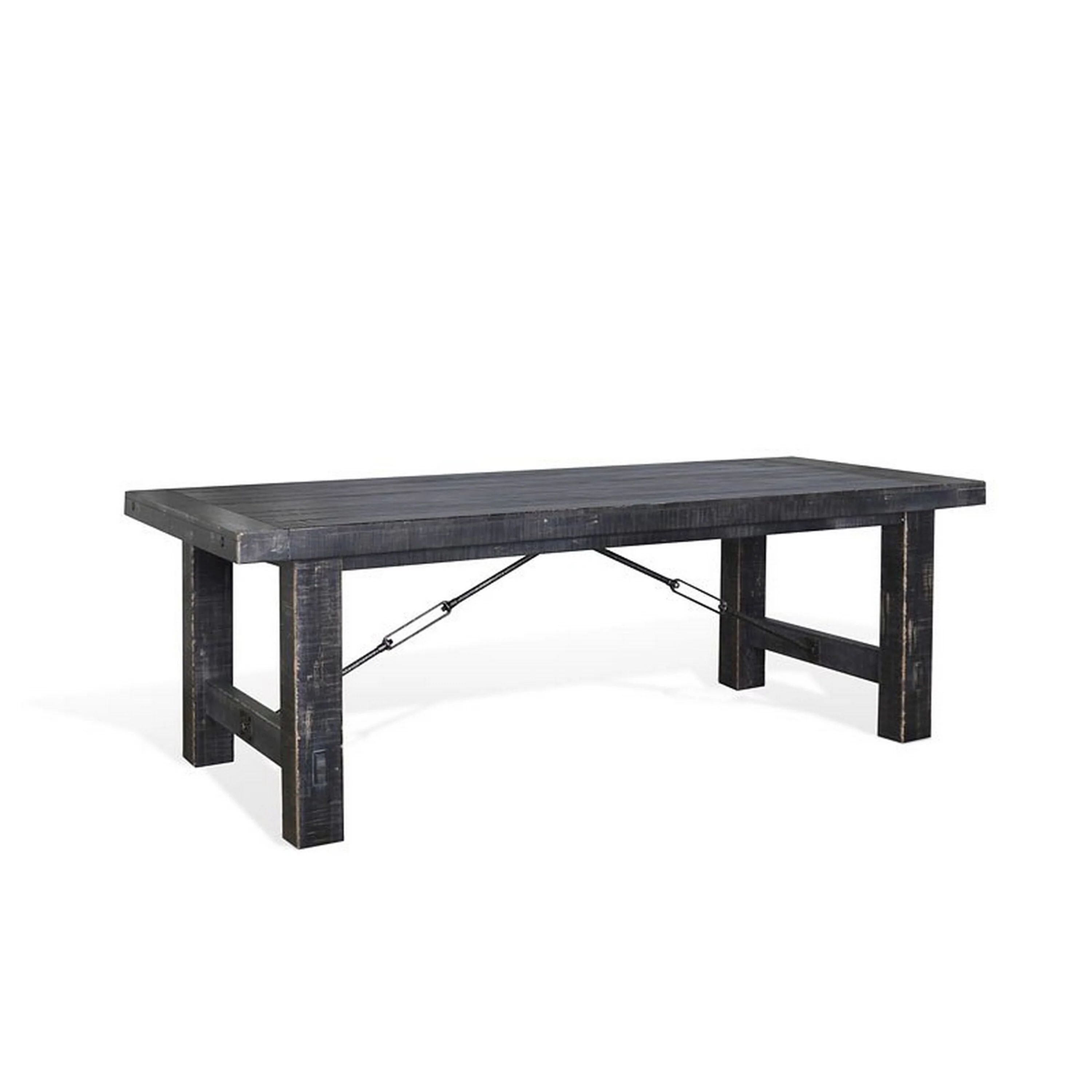 Rena Dining Table, 2 Extension Leaves, 86-122 Inch Black Mahogany Wood