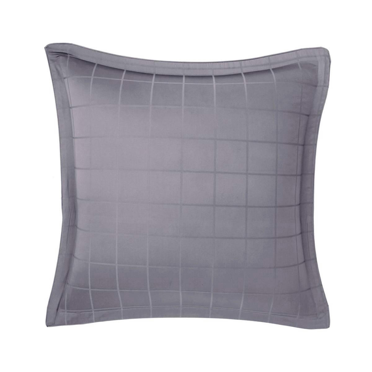 BAPTISTE - Taie d'oreiller en satin de coton gris 65 x 65 cm