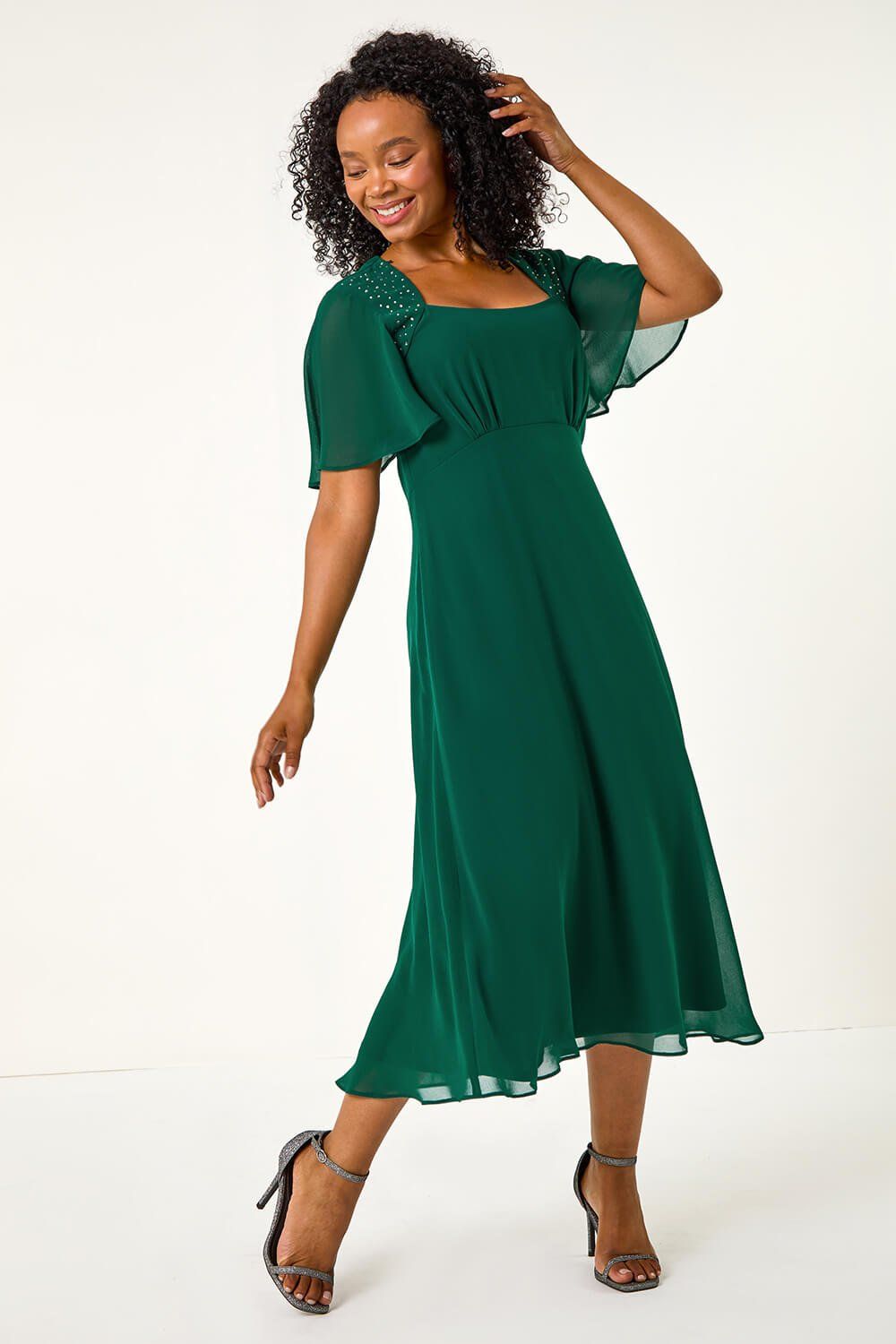 Roman Petite Hotfix Detail Midi Dress