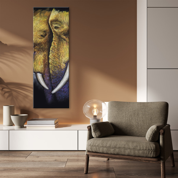Feeby Obraz na płótnie, Para słoni 30x90